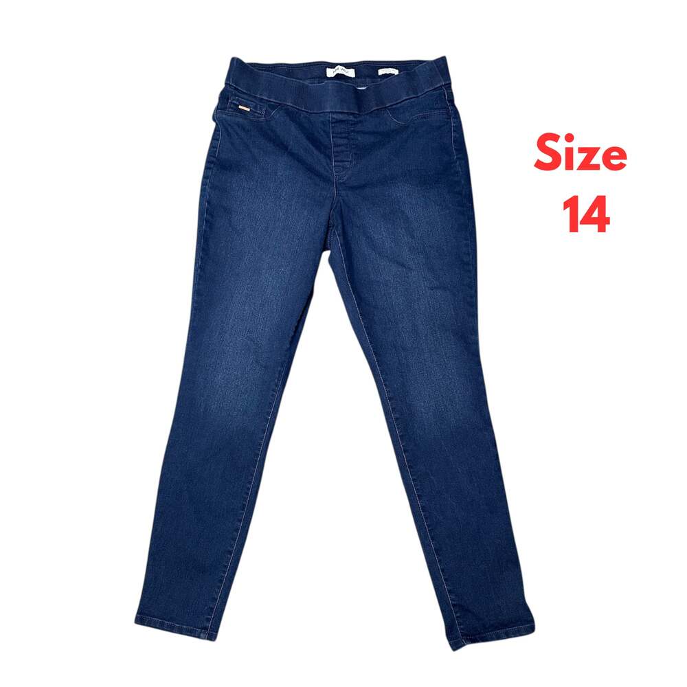 Nine West Womens jeggings Jeans Sz 14 Large High Rise Stretch Skinny Denim Dark